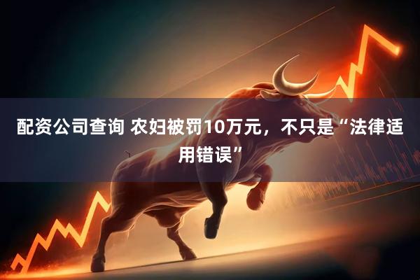 配资公司查询 农妇被罚10万元，不只是“法律适用错误”